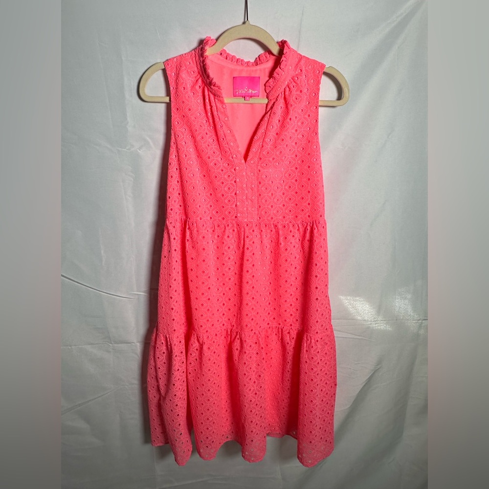 Novella Dress Lillys Coral Mini Medallion Chiffon Eyelet
